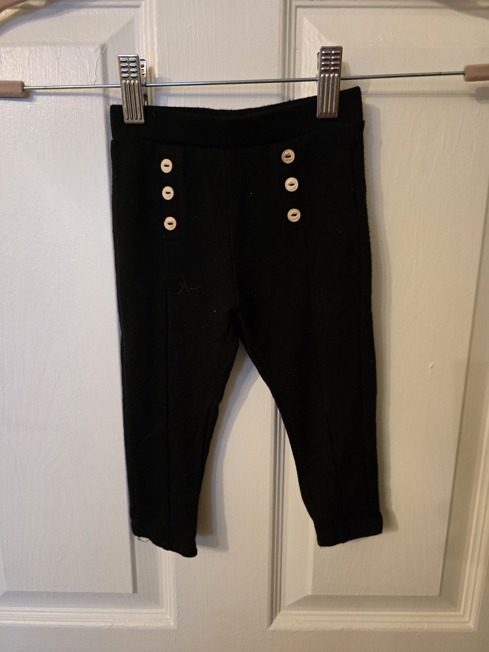 Zara Black Knit Leggings with Decorative Front Buttons